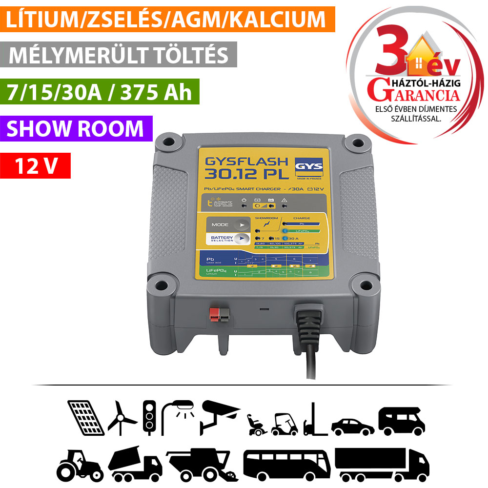 GYSFLASH 30.12 PL akkumulátor töltő termék fő termékképe