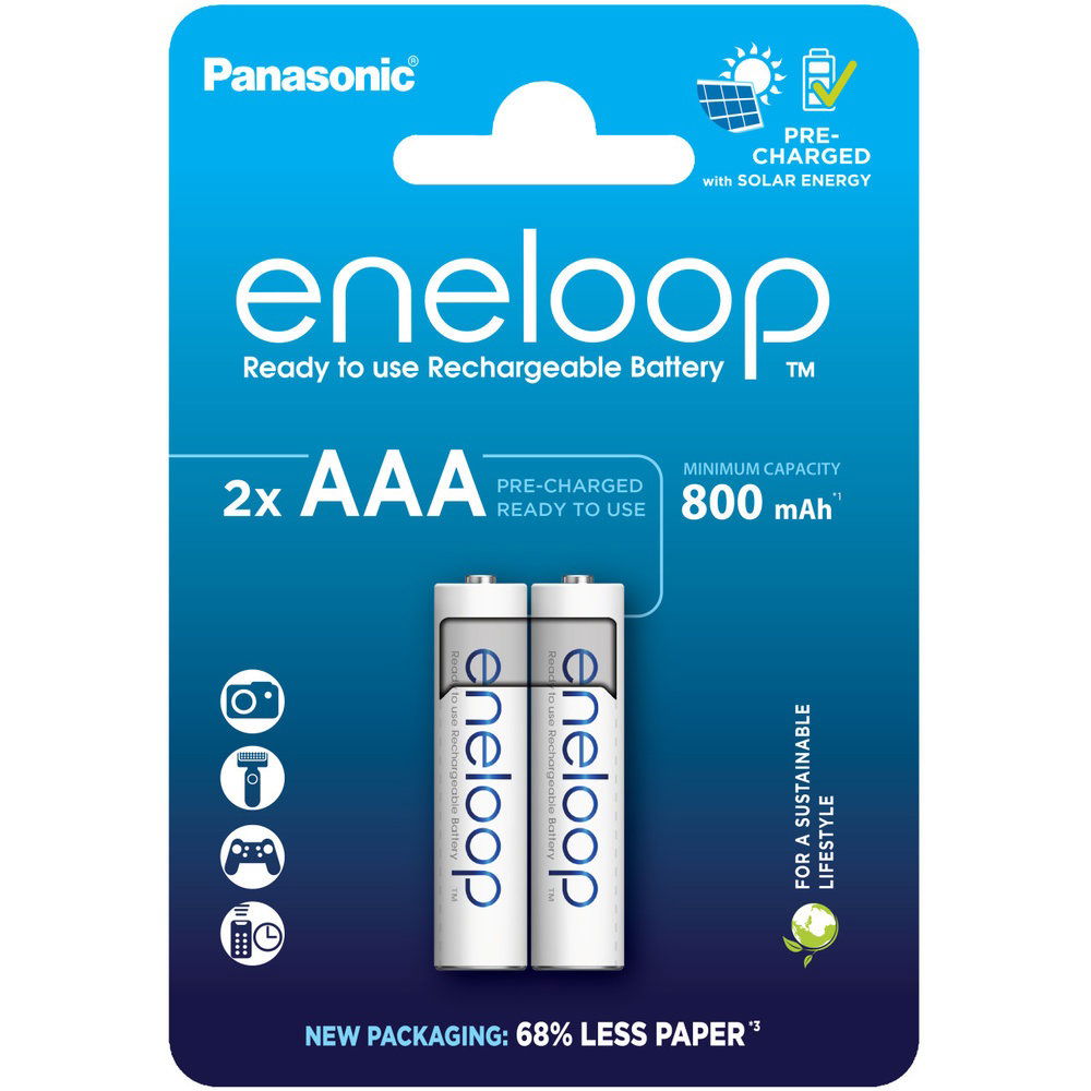 Panasonic BK-4MCDE/2BE eneloop Ni-MH akkumulátor, AAA (micro), 800 mAh, 2 db/bliszter termék fő termékképe